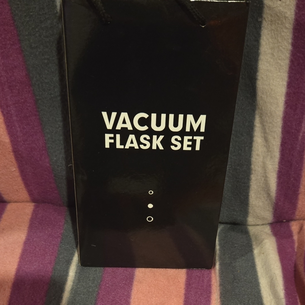 Sleek Black Vacuum Flask Set